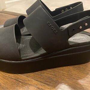 Crocs Black Platform Sandals Literite